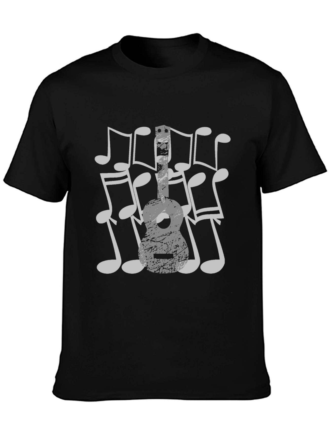 Musical Guitar T-Shirt - Black Cotton Tee for Music Lovers
