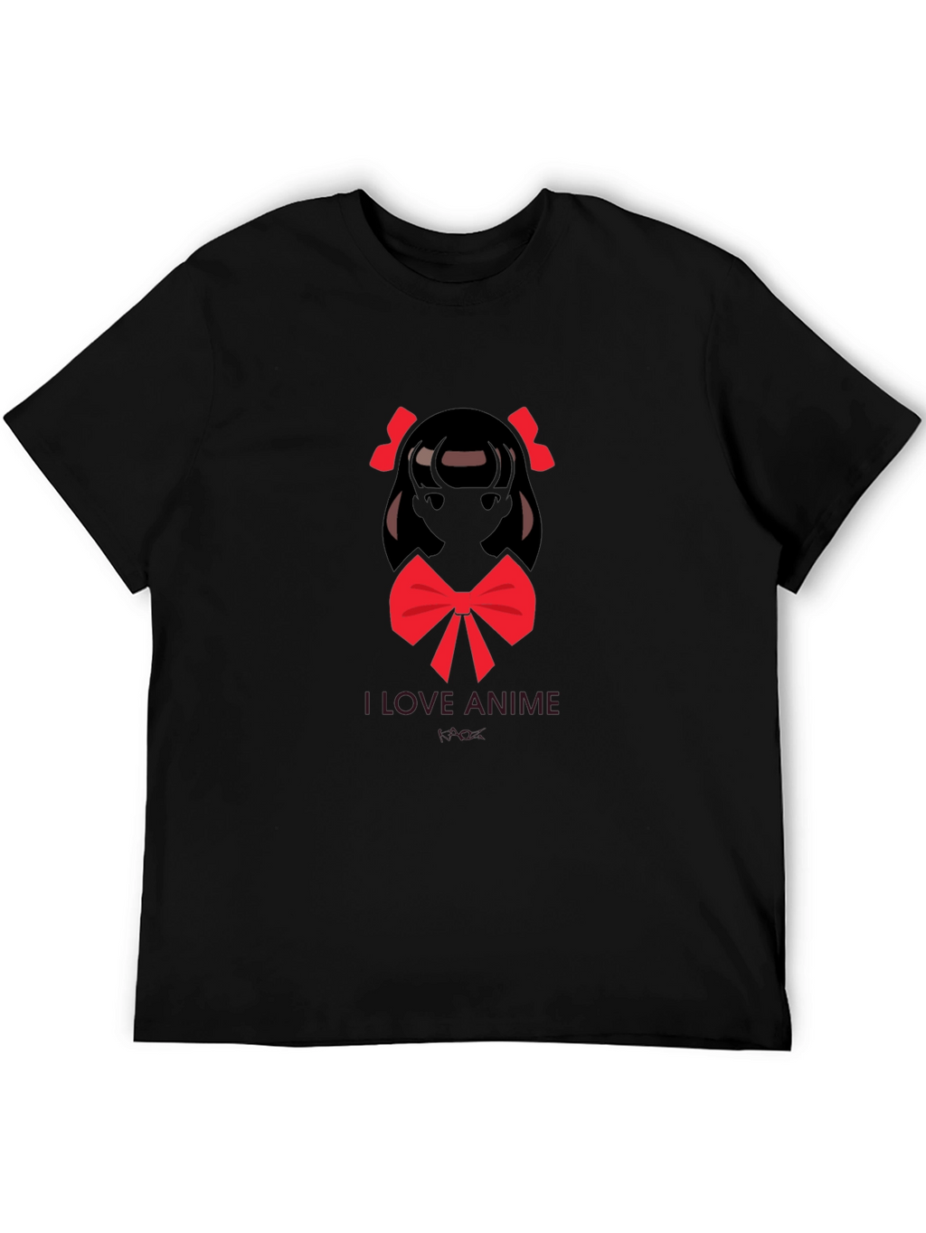 I Love Anime Graphic Black T-Shirt