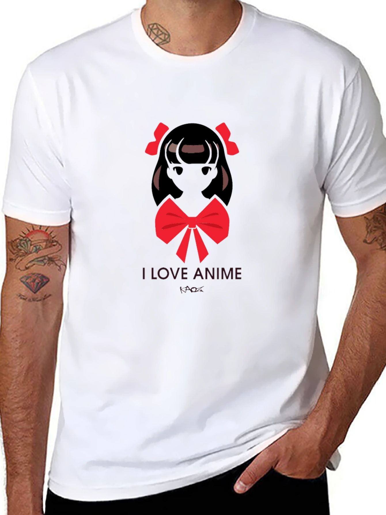 I Love Anime Graphic Black T-Shirt