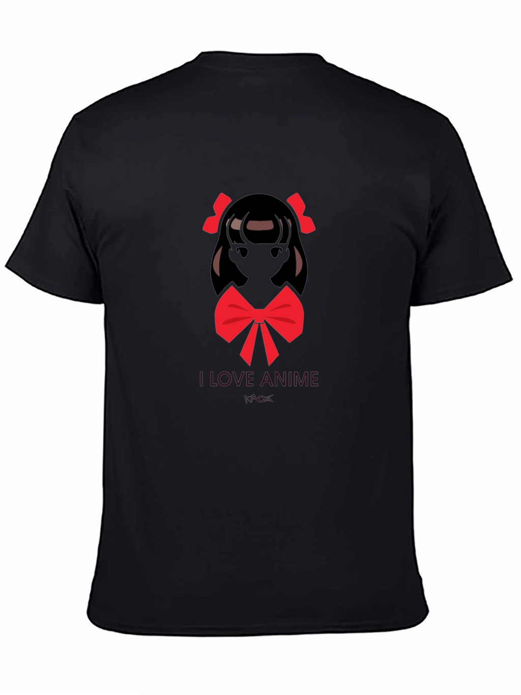 I Love Anime Graphic Black T-Shirt