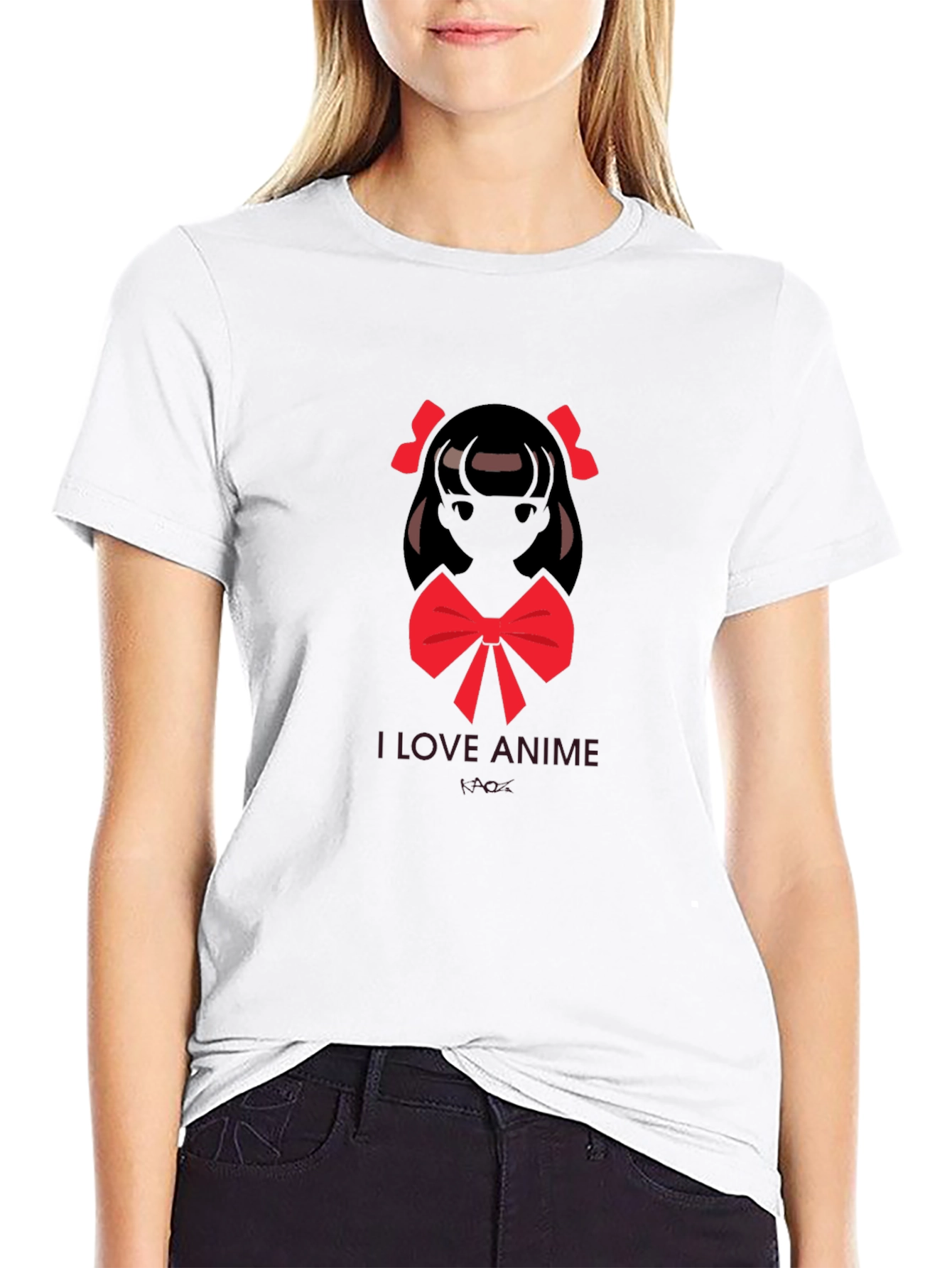 I Love Anime Graphic Black T-Shirt