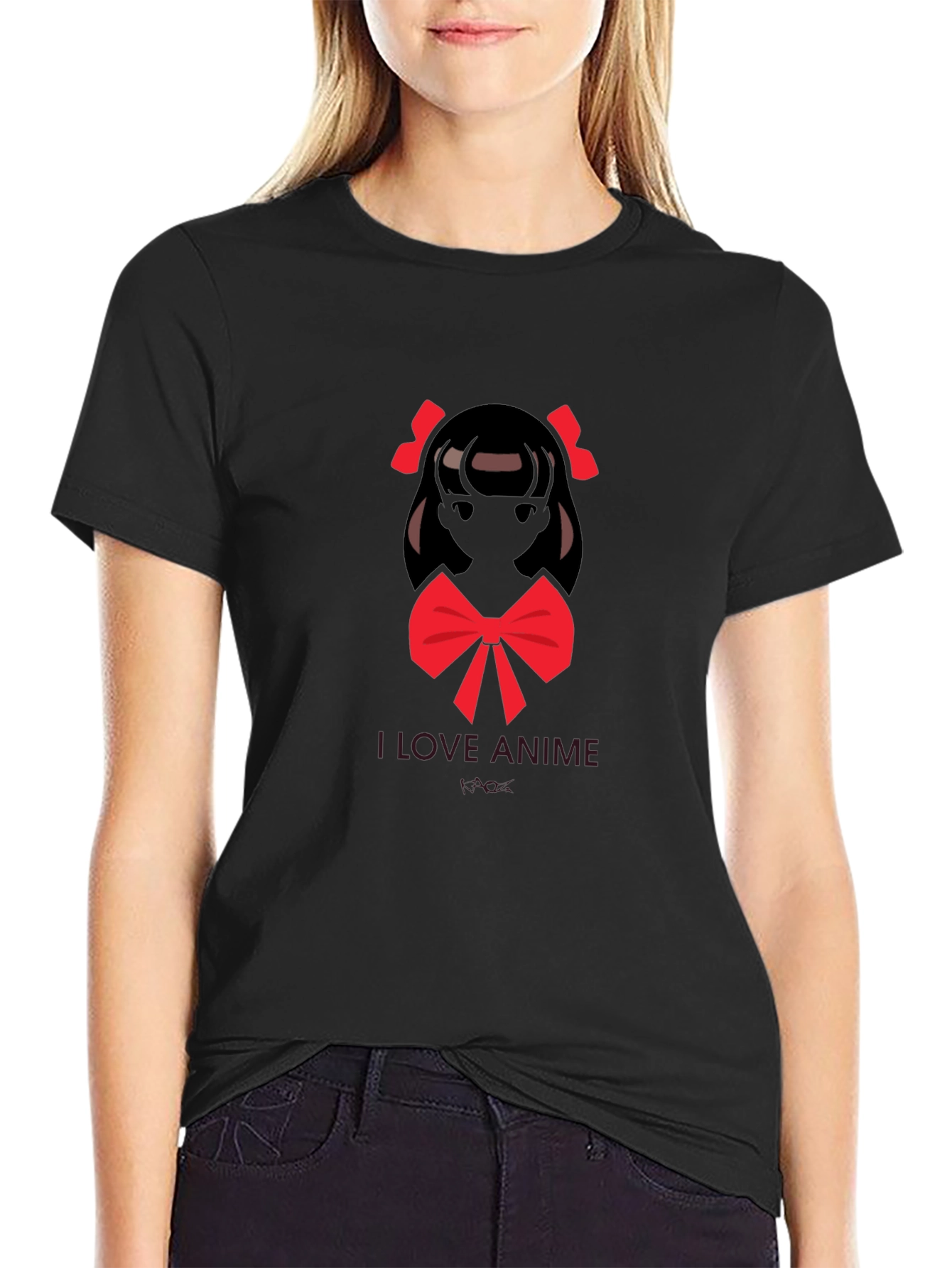 I Love Anime Graphic Black T-Shirt