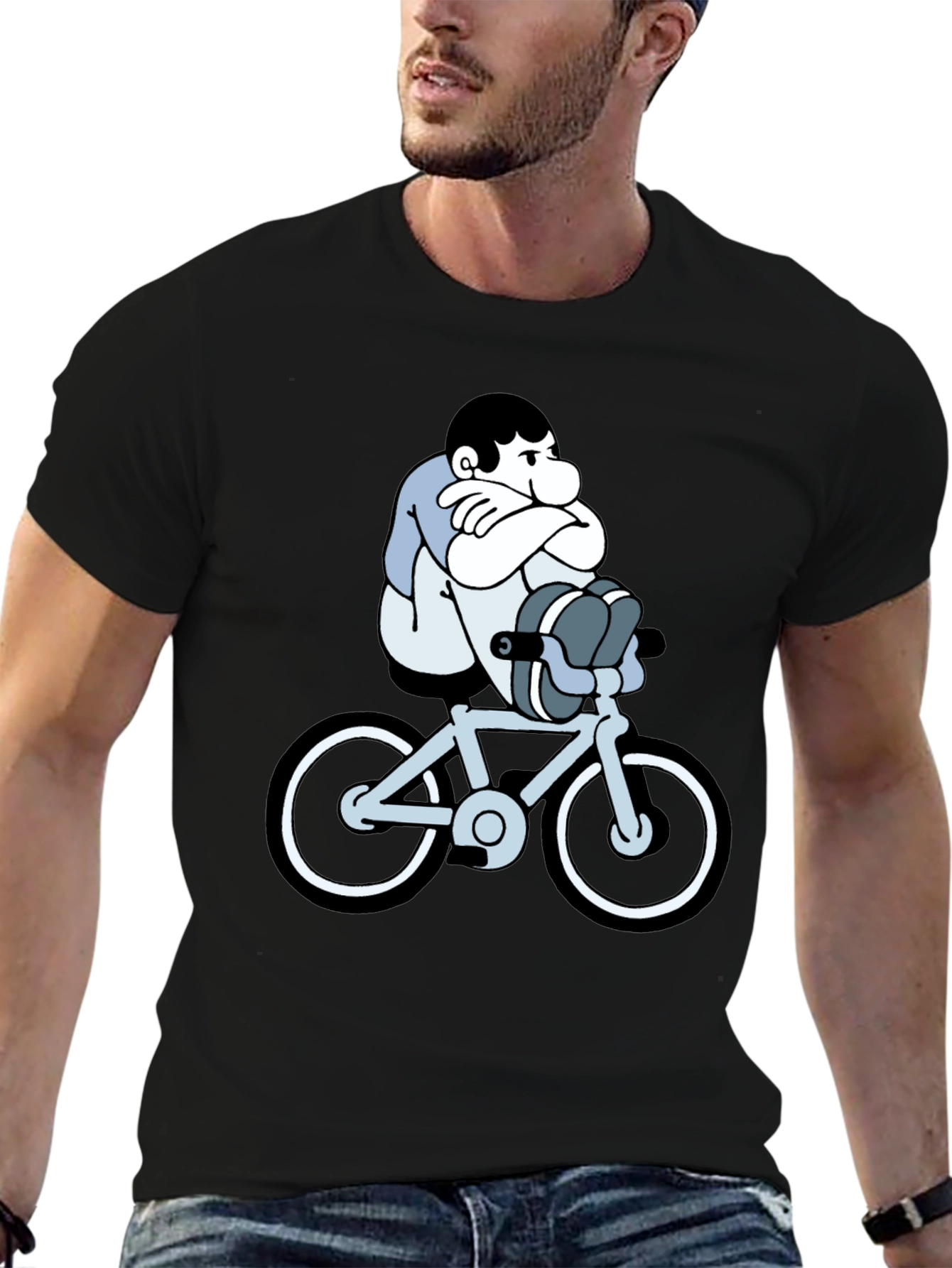 Cartoon Biker T-Shirt - Unisex Black Tee
