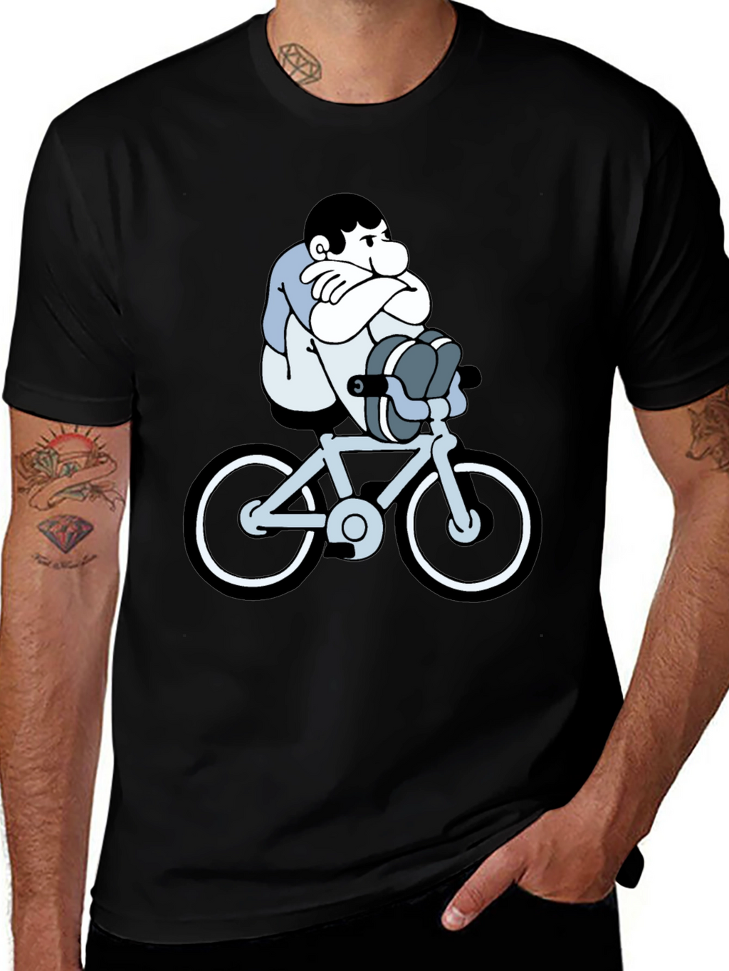 Cartoon Biker T-Shirt - Unisex Black Tee