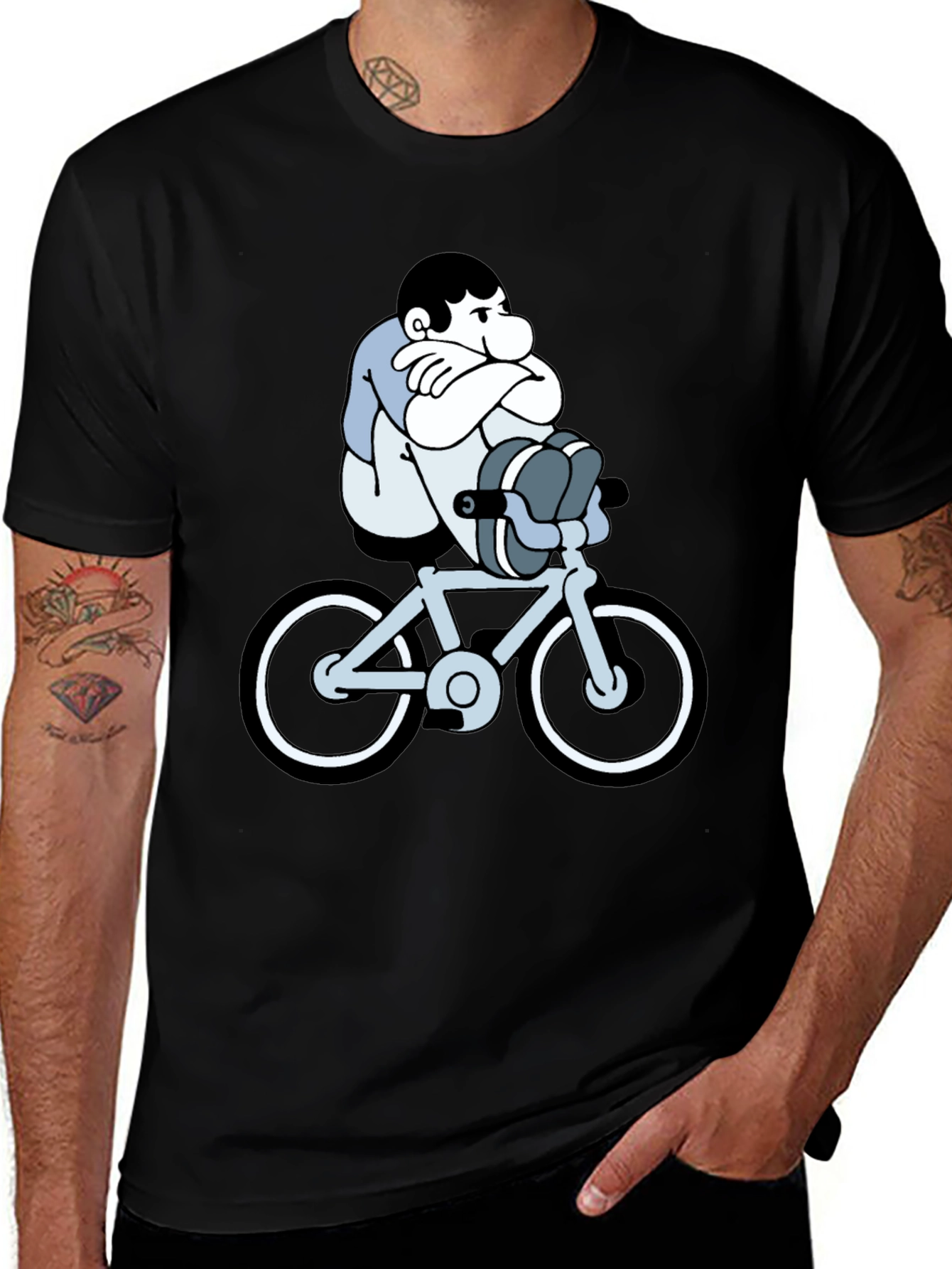 Cartoon Biker T-Shirt - Unisex Black Tee