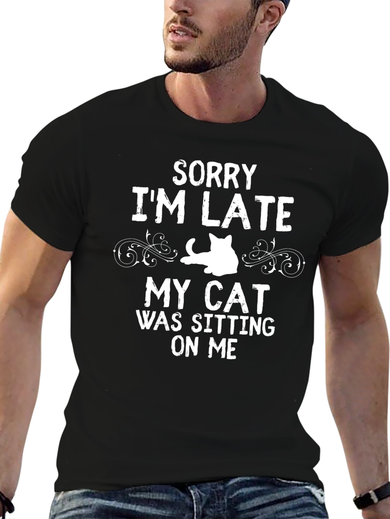 Funny Cat Sitting On Me Graphic Tee