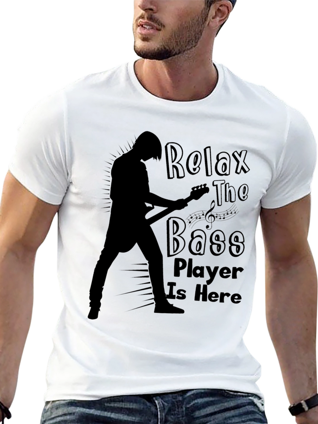 Relax The Bass Player Is Here Black Graphic T-Shirt