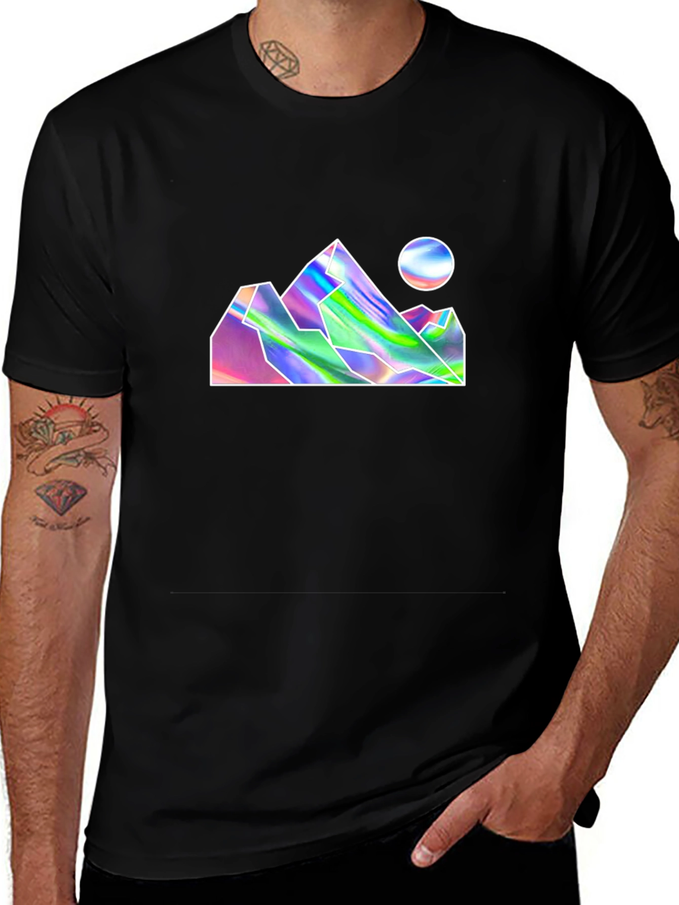 Holographic Mountains Black T-Shirt