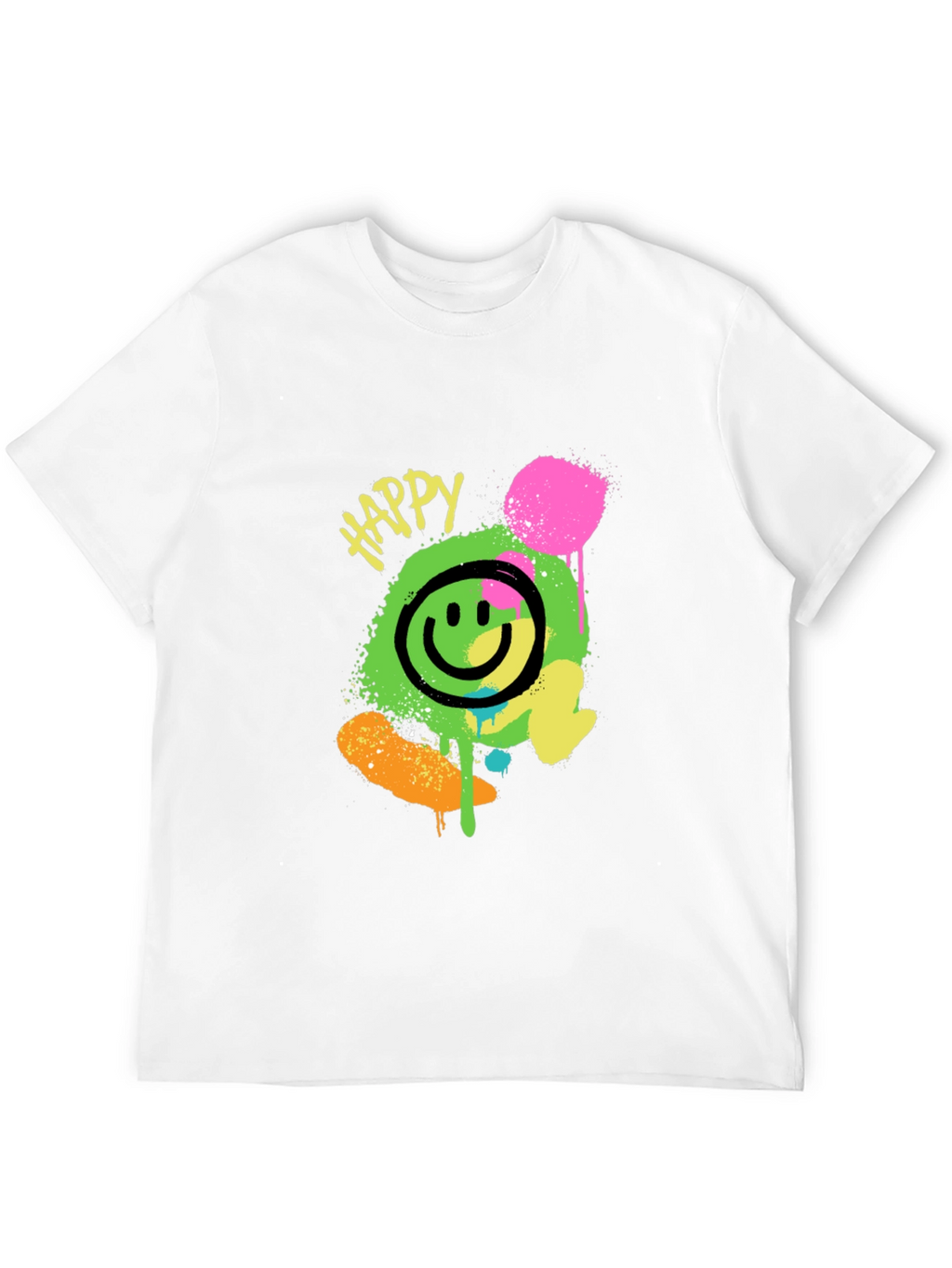 Happy Graphic Print Black T-Shirt