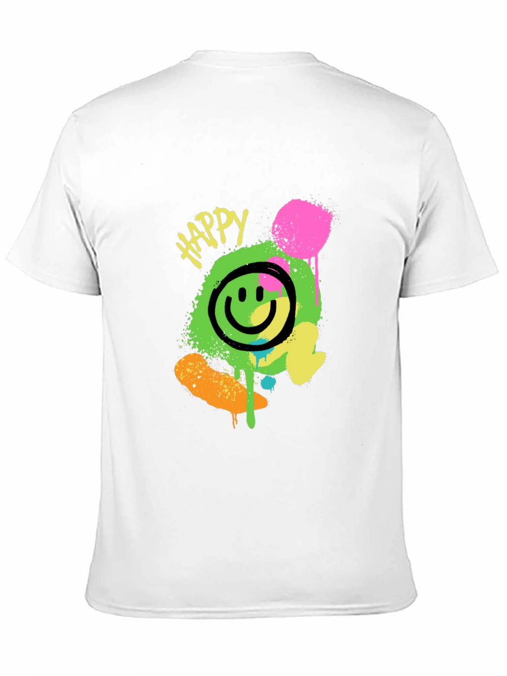 Happy Graphic Print Black T-Shirt