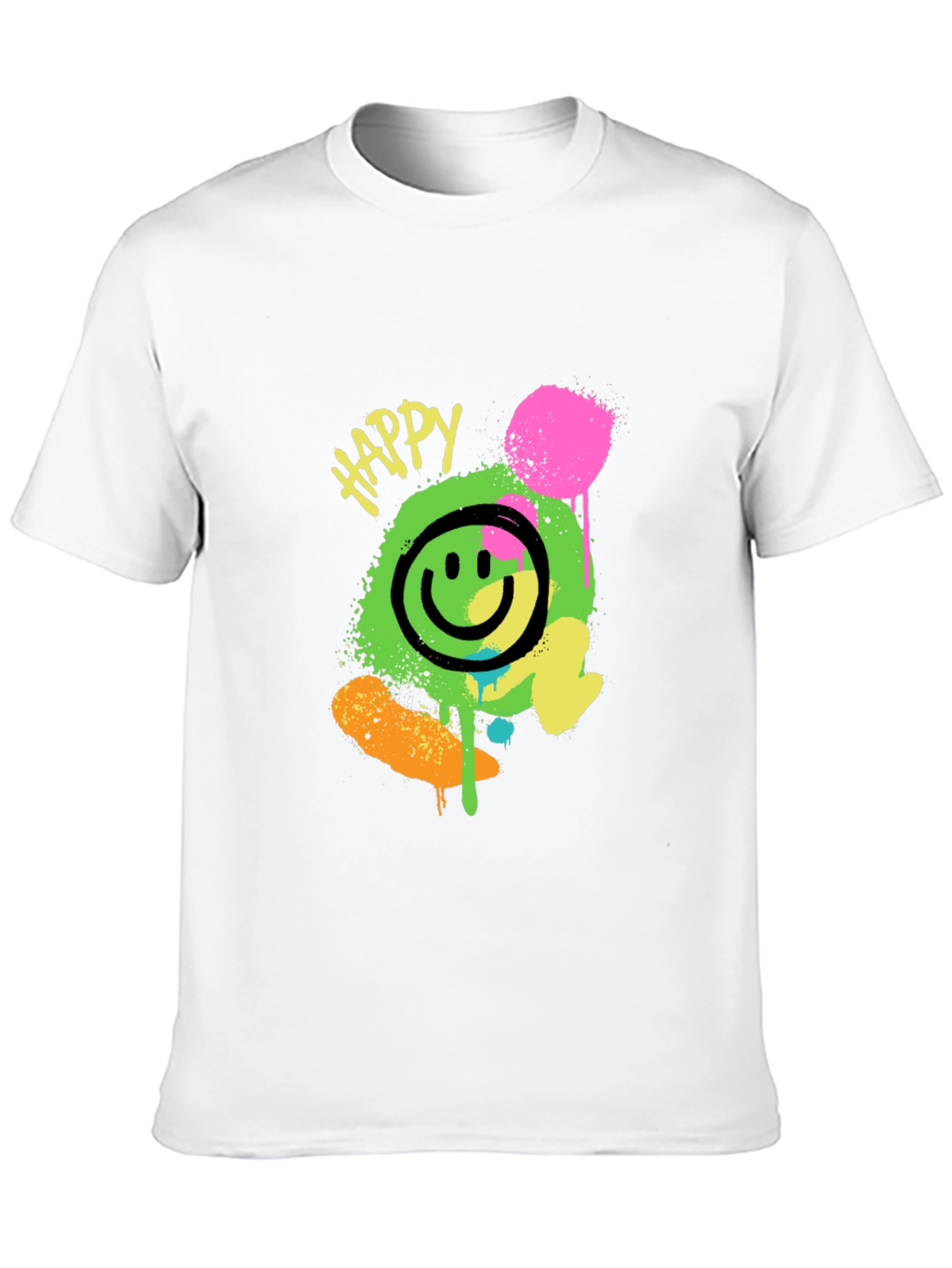 Happy Graphic Print Black T-Shirt