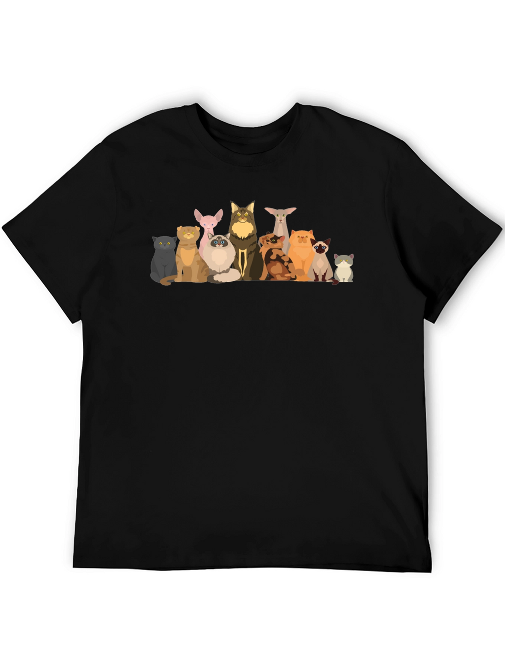 Cartoon Cats Black T-Shirt