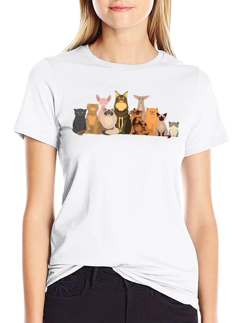 Cartoon Cats Black T-Shirt