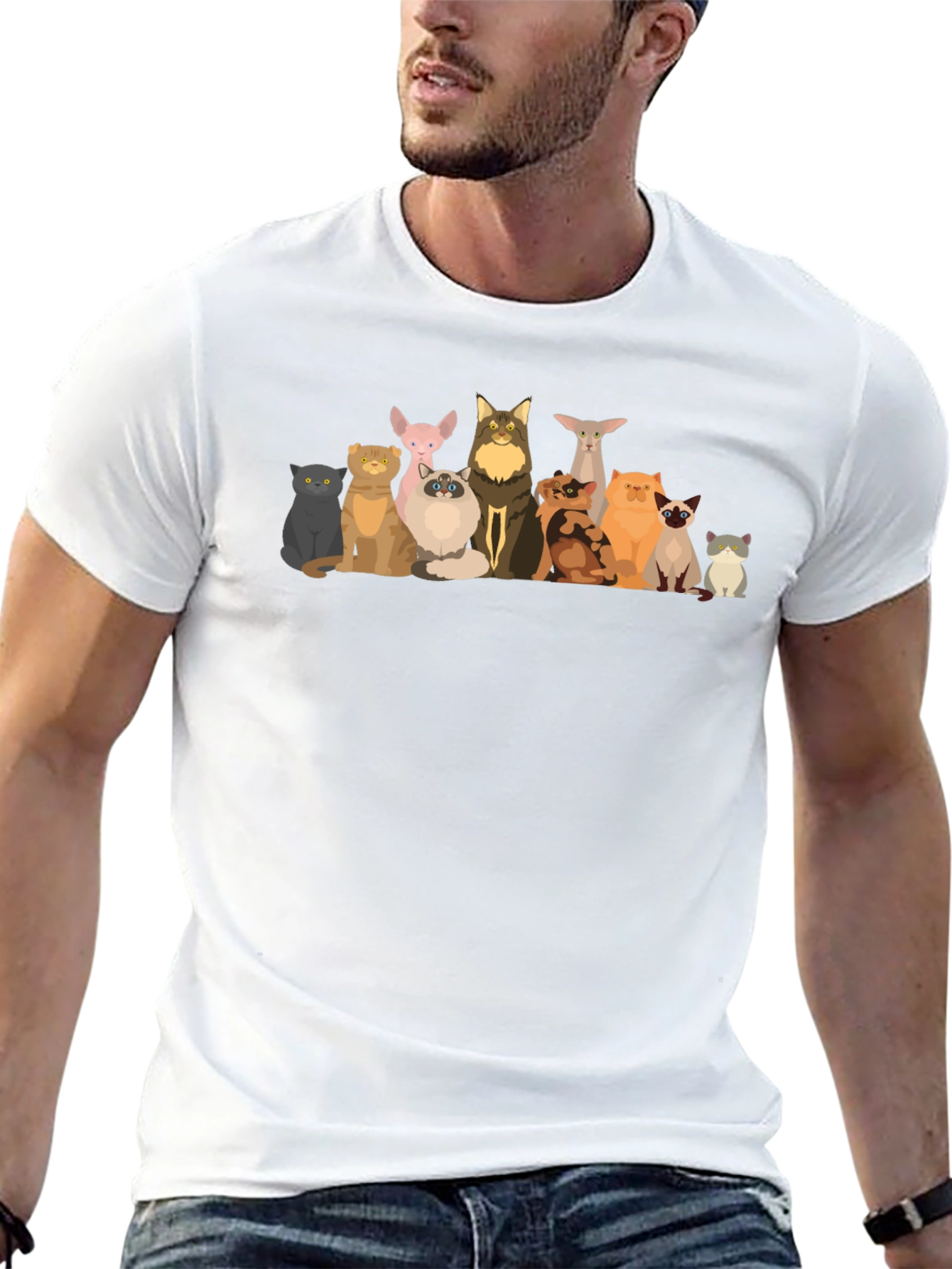 Cartoon Cats Black T-Shirt