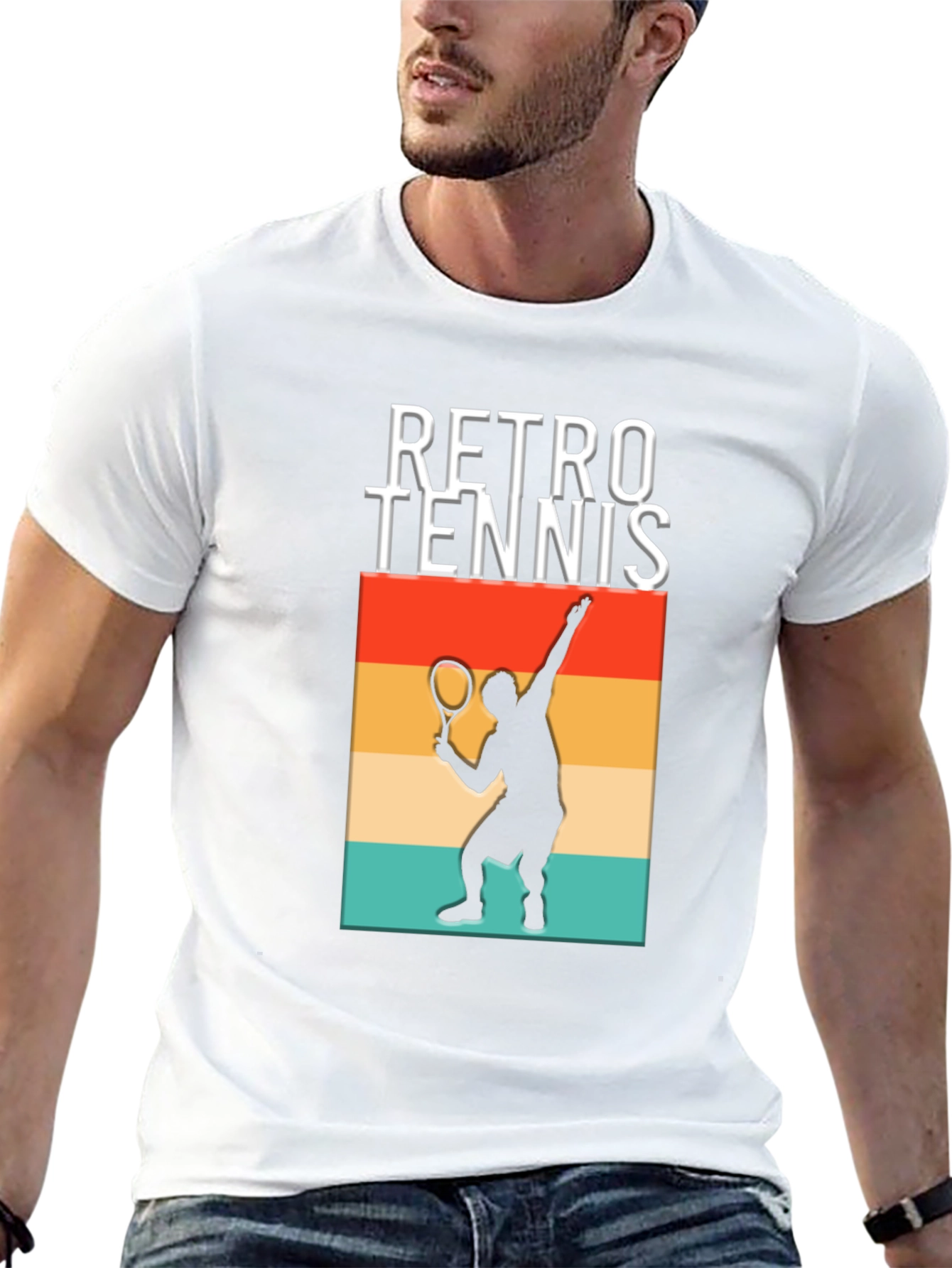 Retro Tennis Player Graphic T-Shirt
