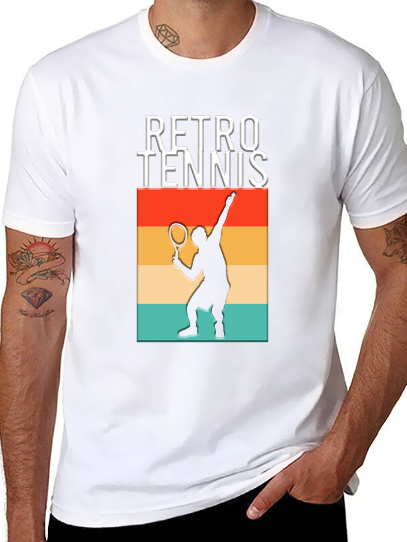 Retro Tennis Player Graphic T-Shirt