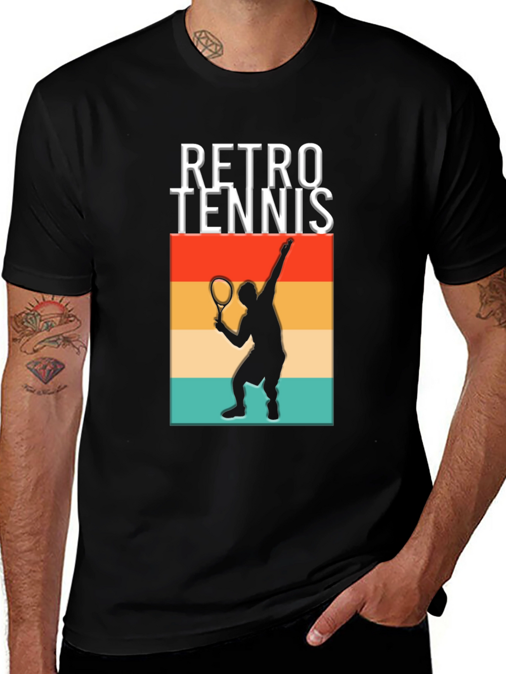 Retro Tennis Player Graphic T-Shirt