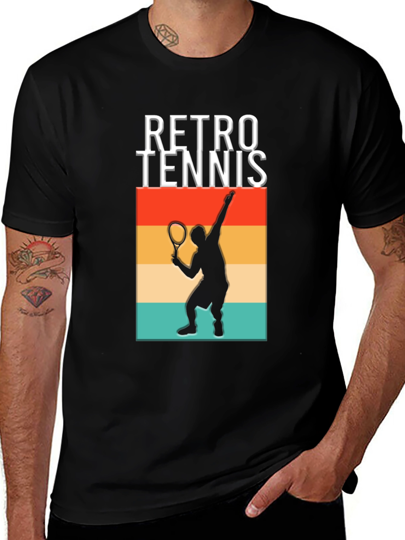 Retro Tennis Player Graphic T-Shirt