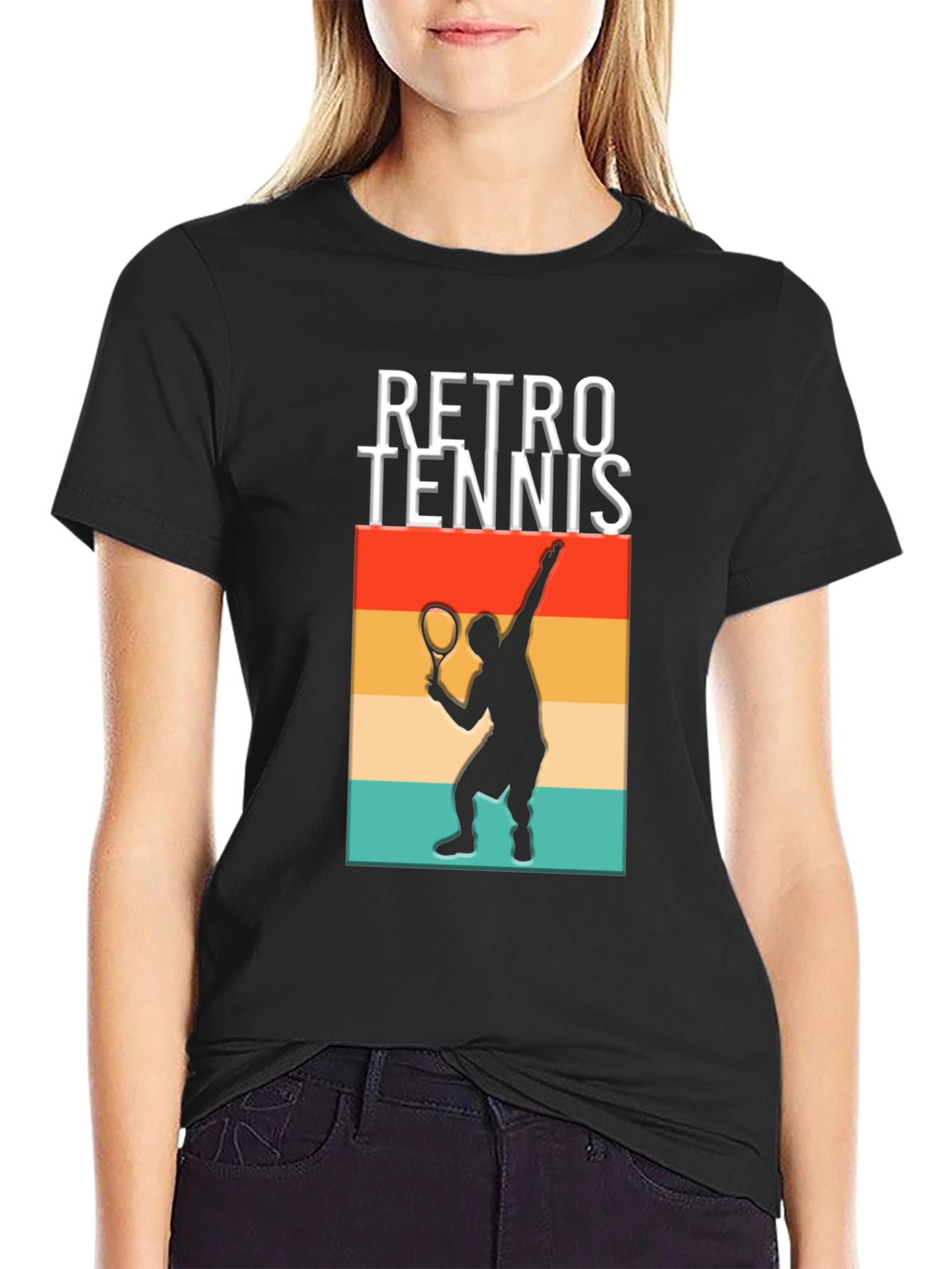Retro Tennis Player Graphic T-Shirt