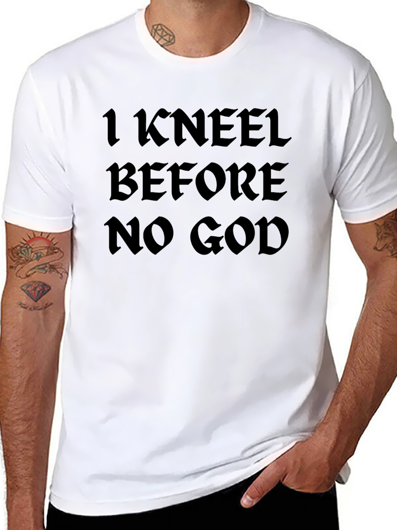 I Kneel Before No God Black T-Shirt