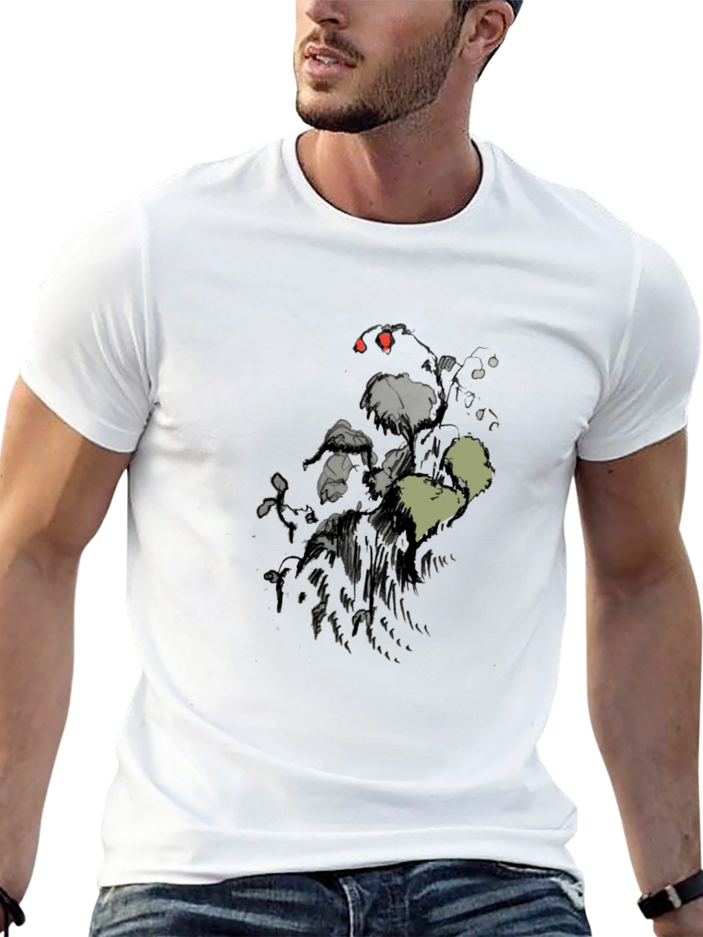 Mens Black Graphic Print Short Sleeve T-Shirt