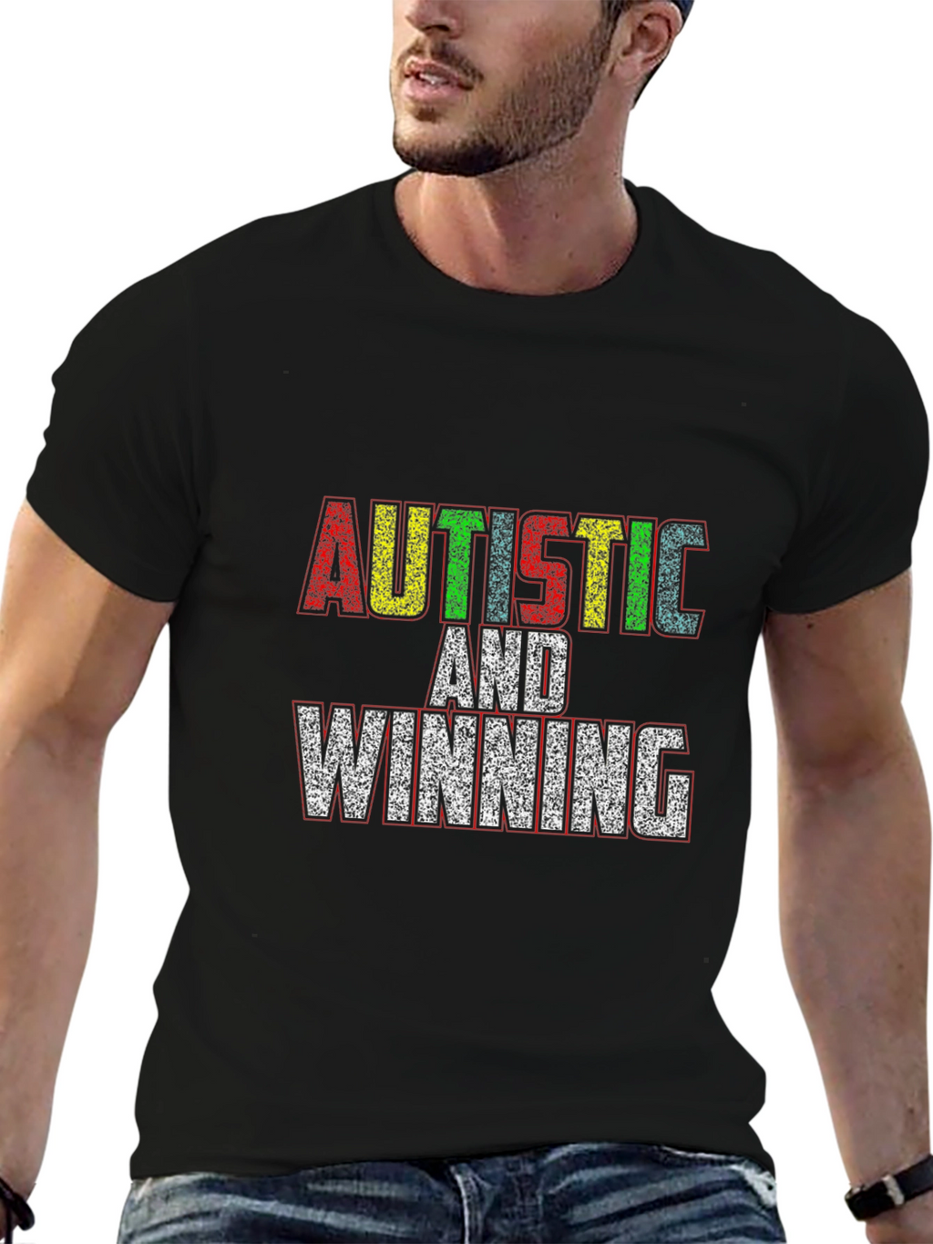 Autistic and Winning Black T-Shirt