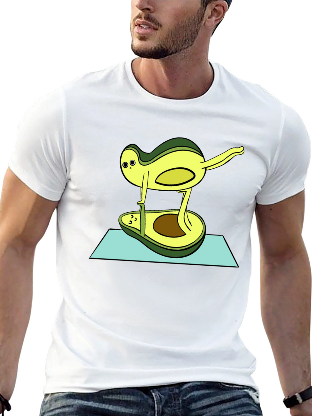 Funny Avocado Yoga Pose Black T-Shirt
