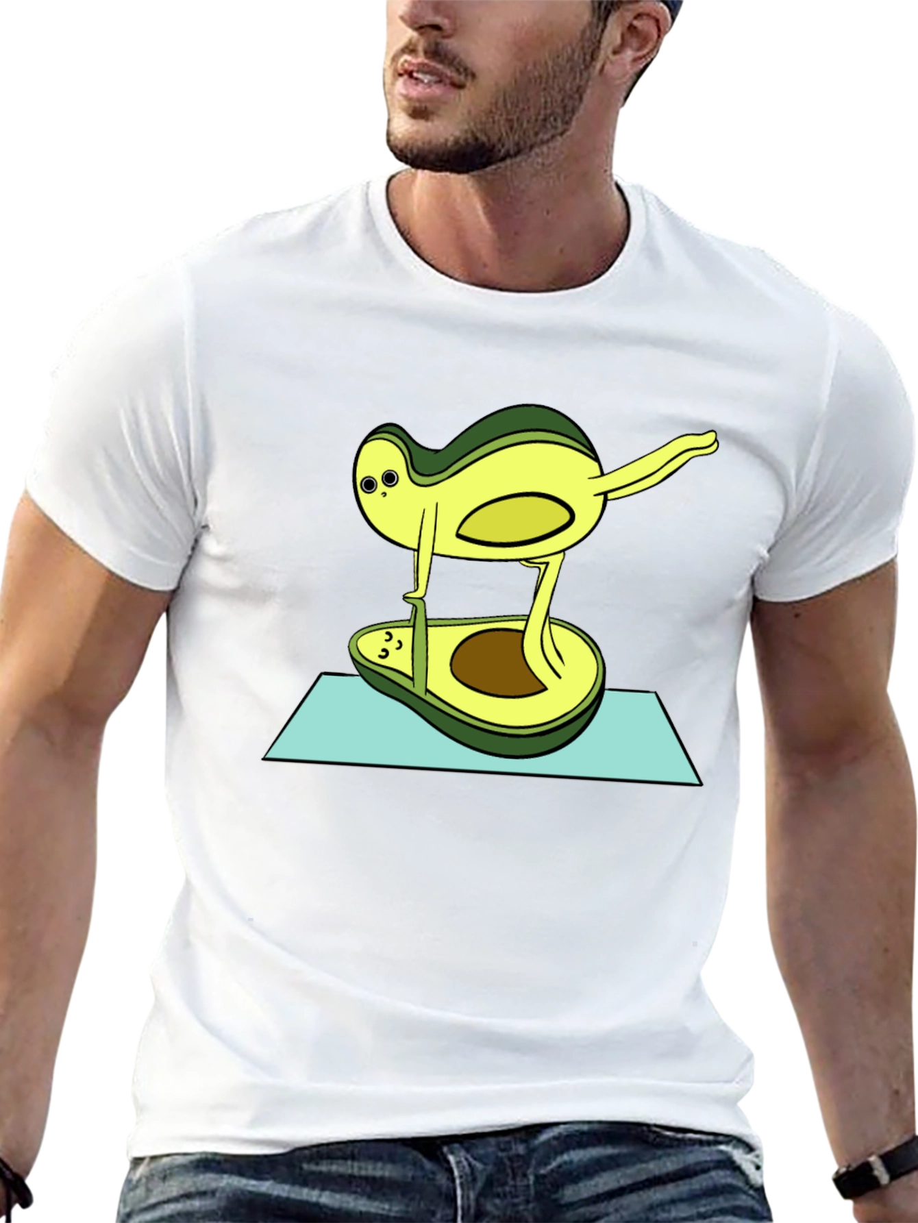 Funny Avocado Yoga Pose Black T-Shirt