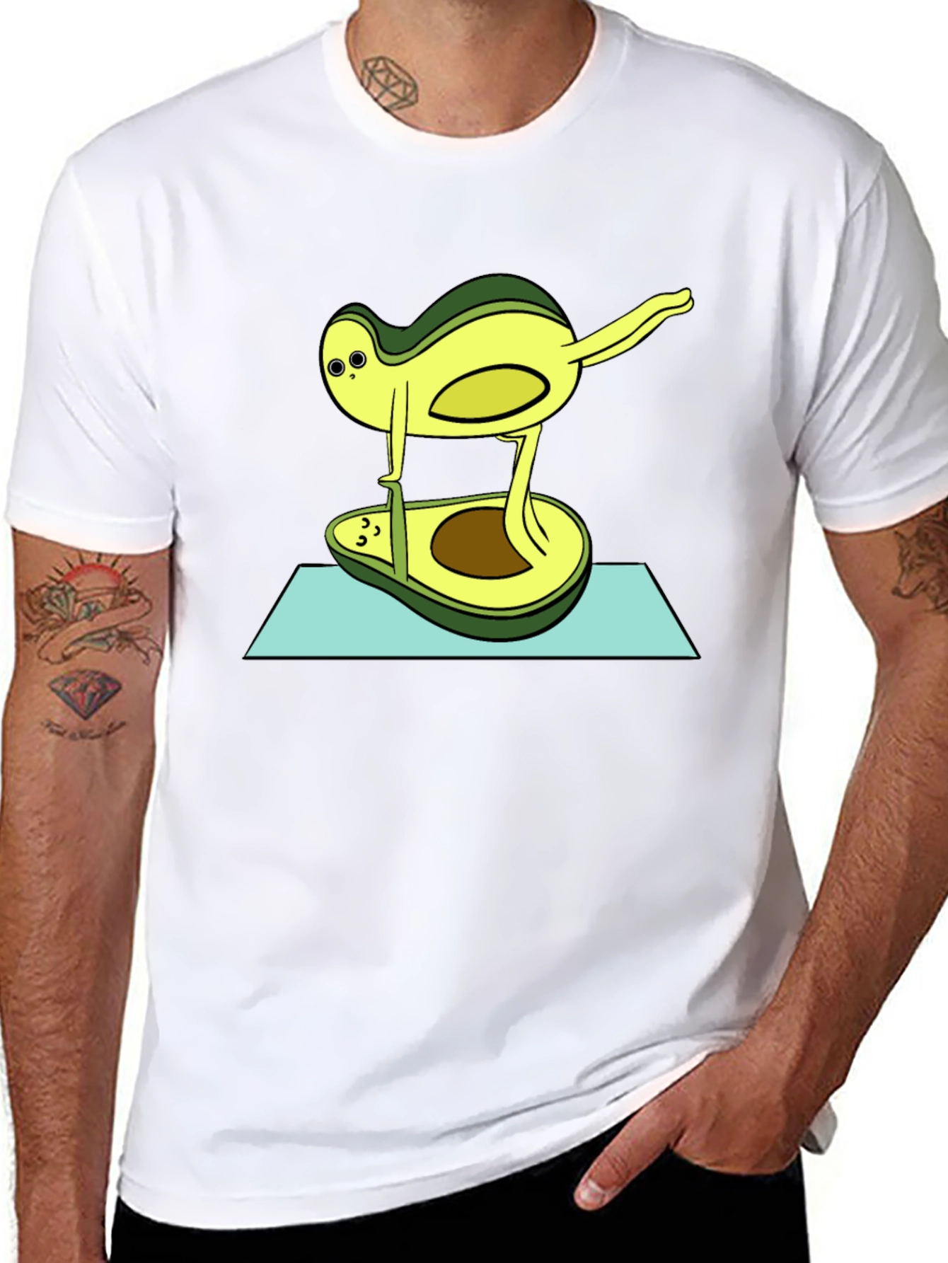 Funny Avocado Yoga Pose Black T-Shirt