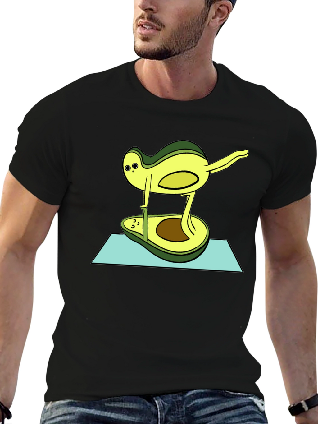 Funny Avocado Yoga Pose Black T-Shirt
