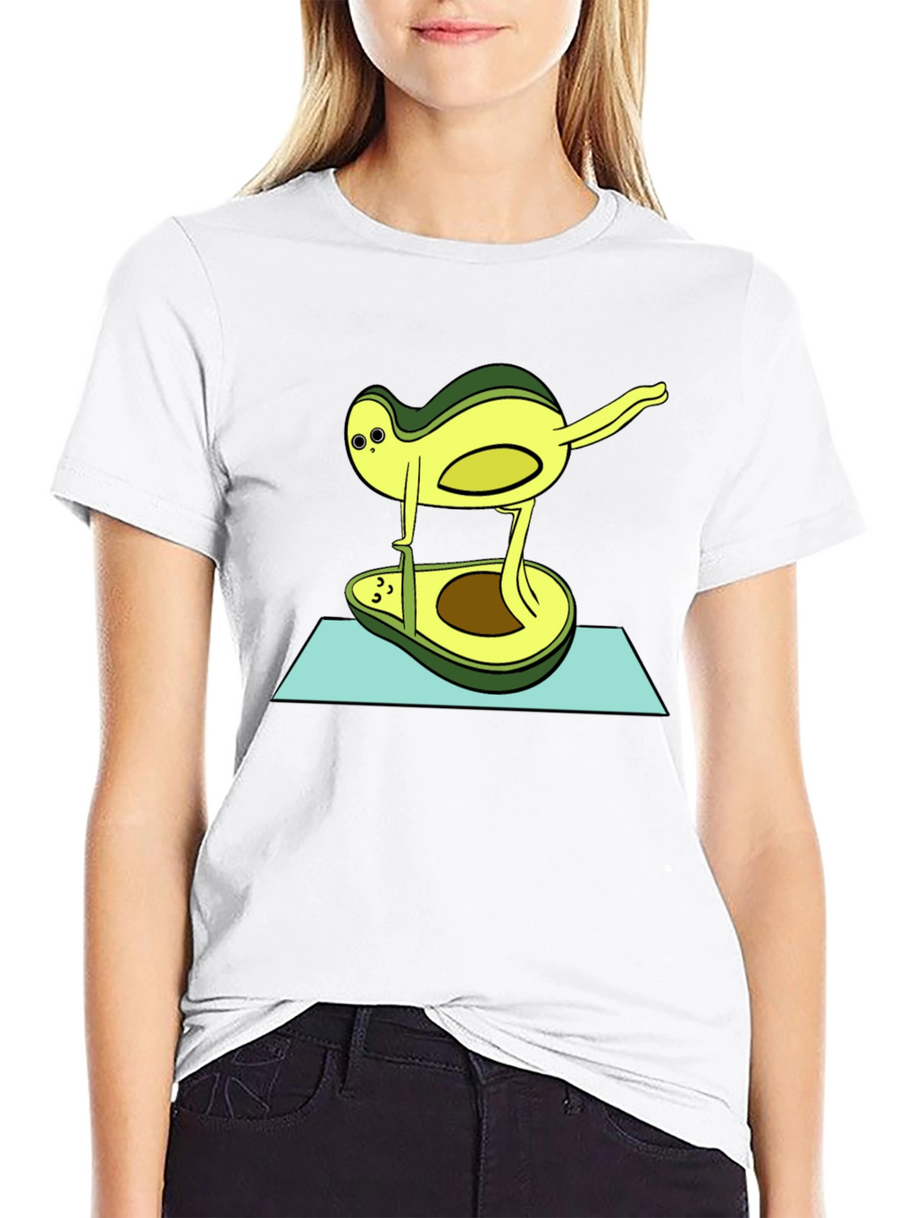 Funny Avocado Yoga Pose Black T-Shirt