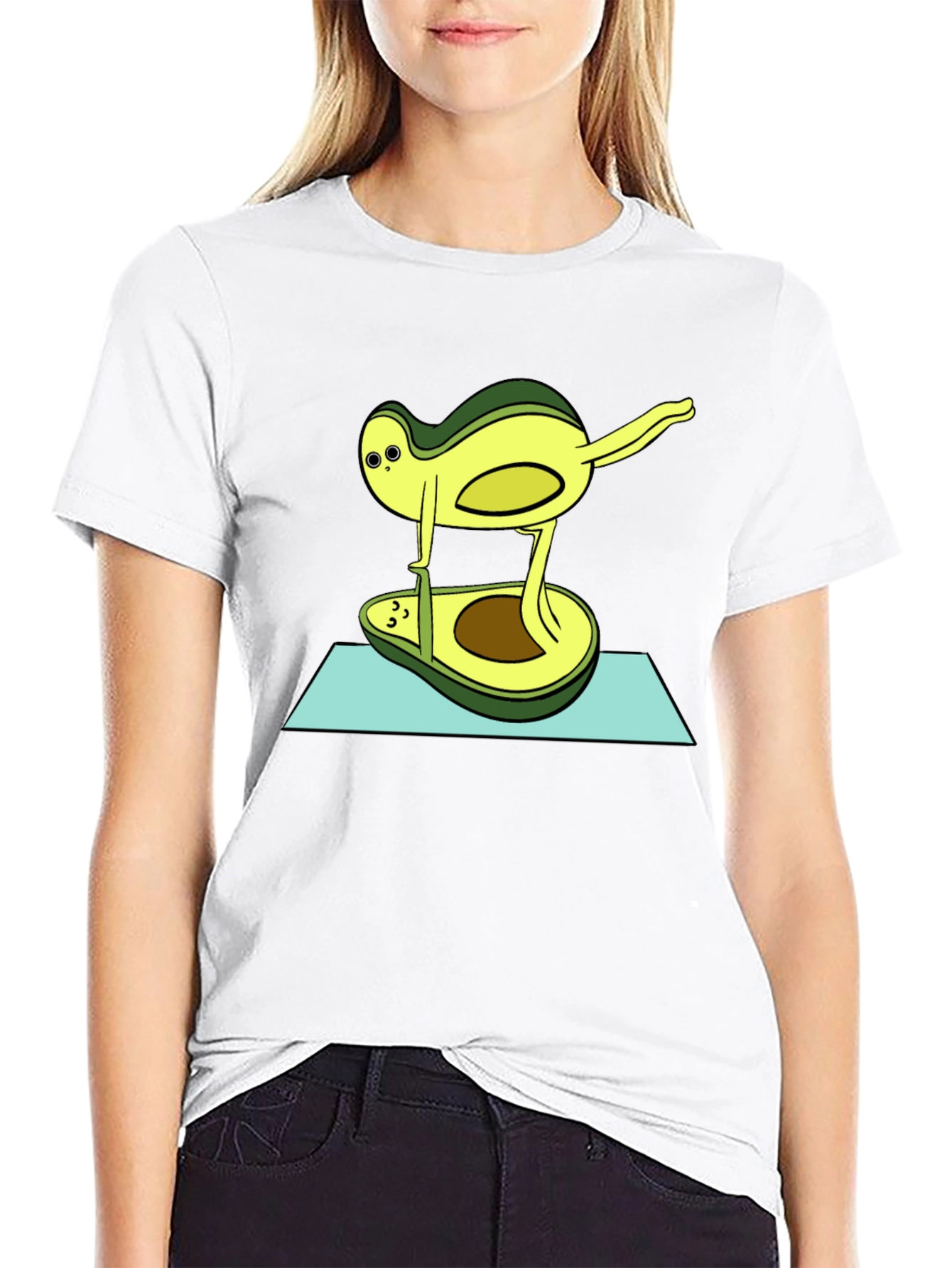 Funny Avocado Yoga Pose Black T-Shirt