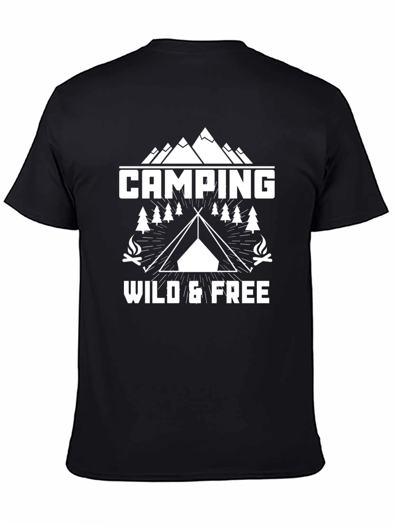 Camping Wild & Free Graphic T-Shirt - Black