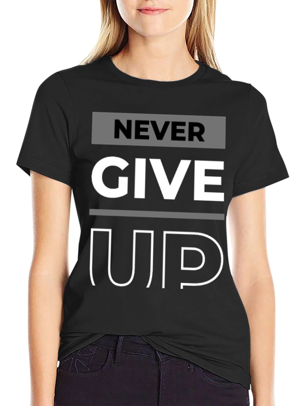 Never Give Up Graphic Print T-Shirt