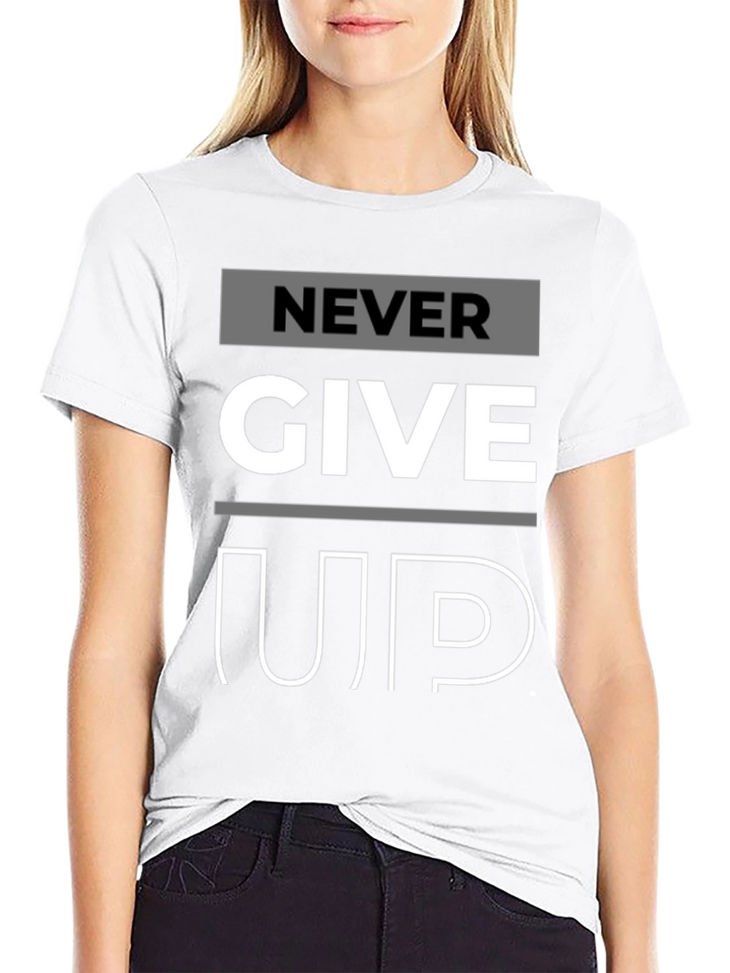Never Give Up Graphic Print T-Shirt