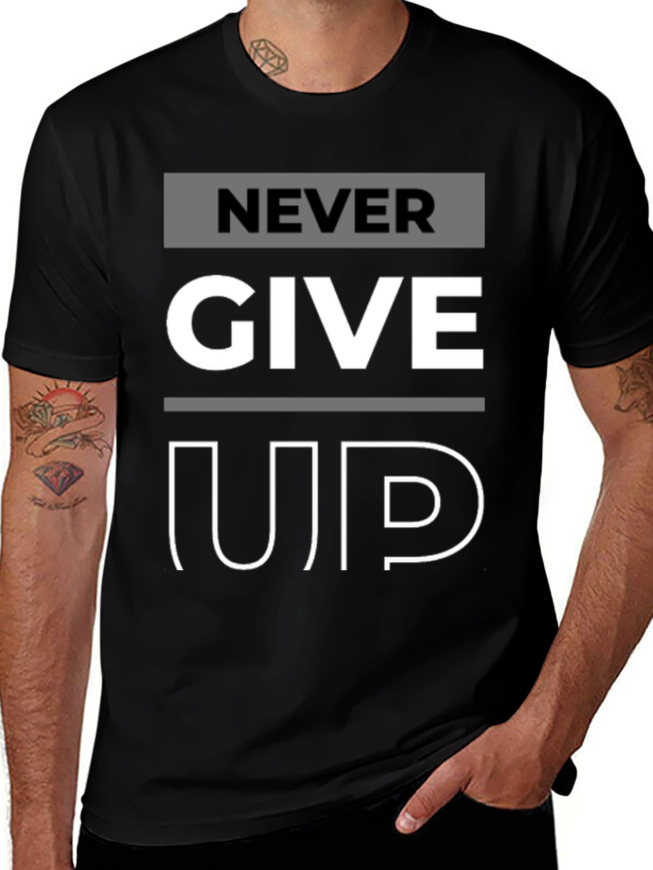 Never Give Up Graphic Print T-Shirt
