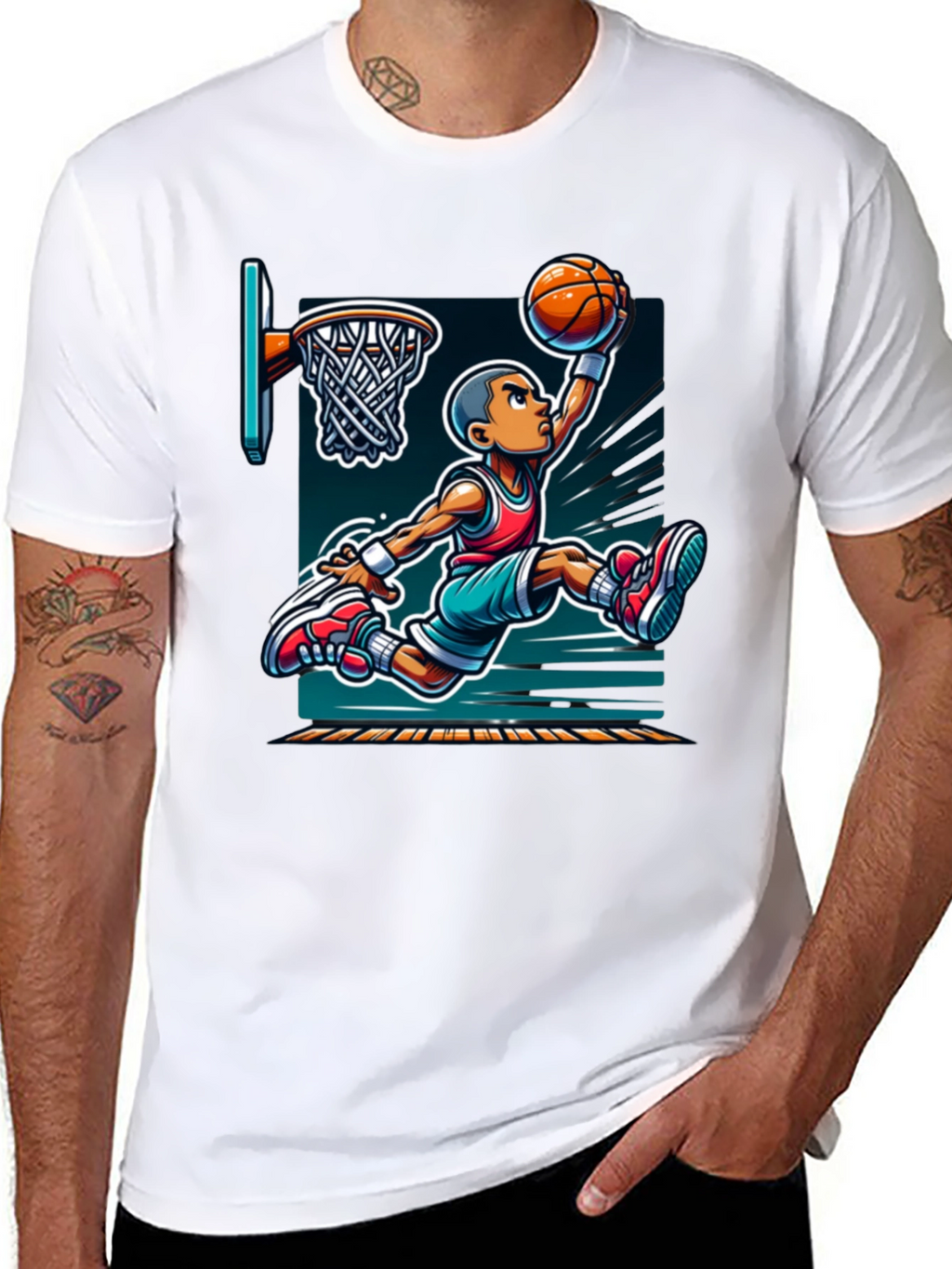 Cartoon Basketball Graphic Tee