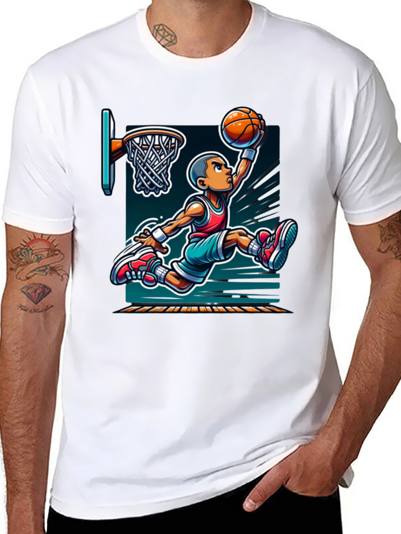 Cartoon Basketball Graphic Tee