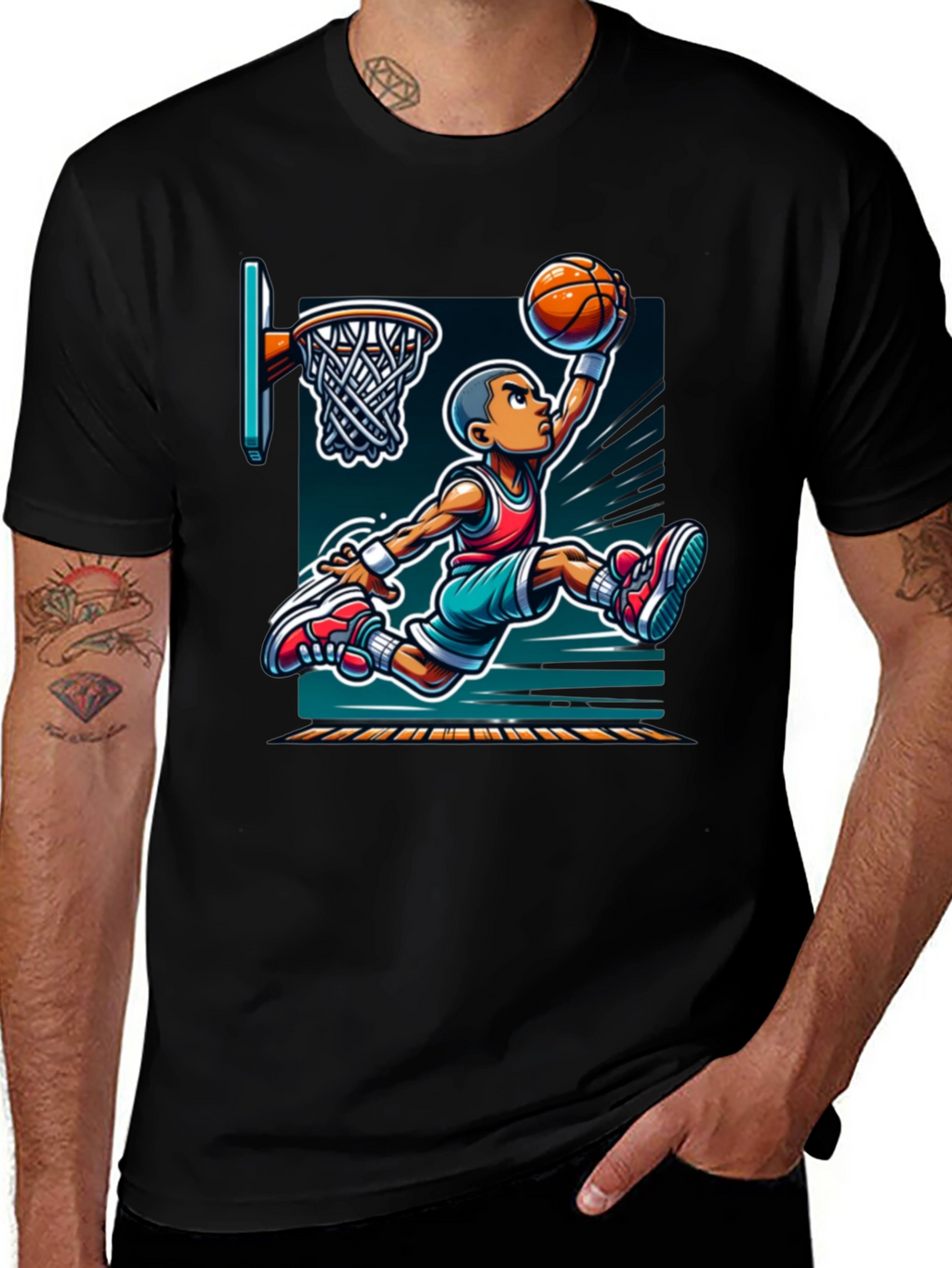 Cartoon Basketball Graphic Tee