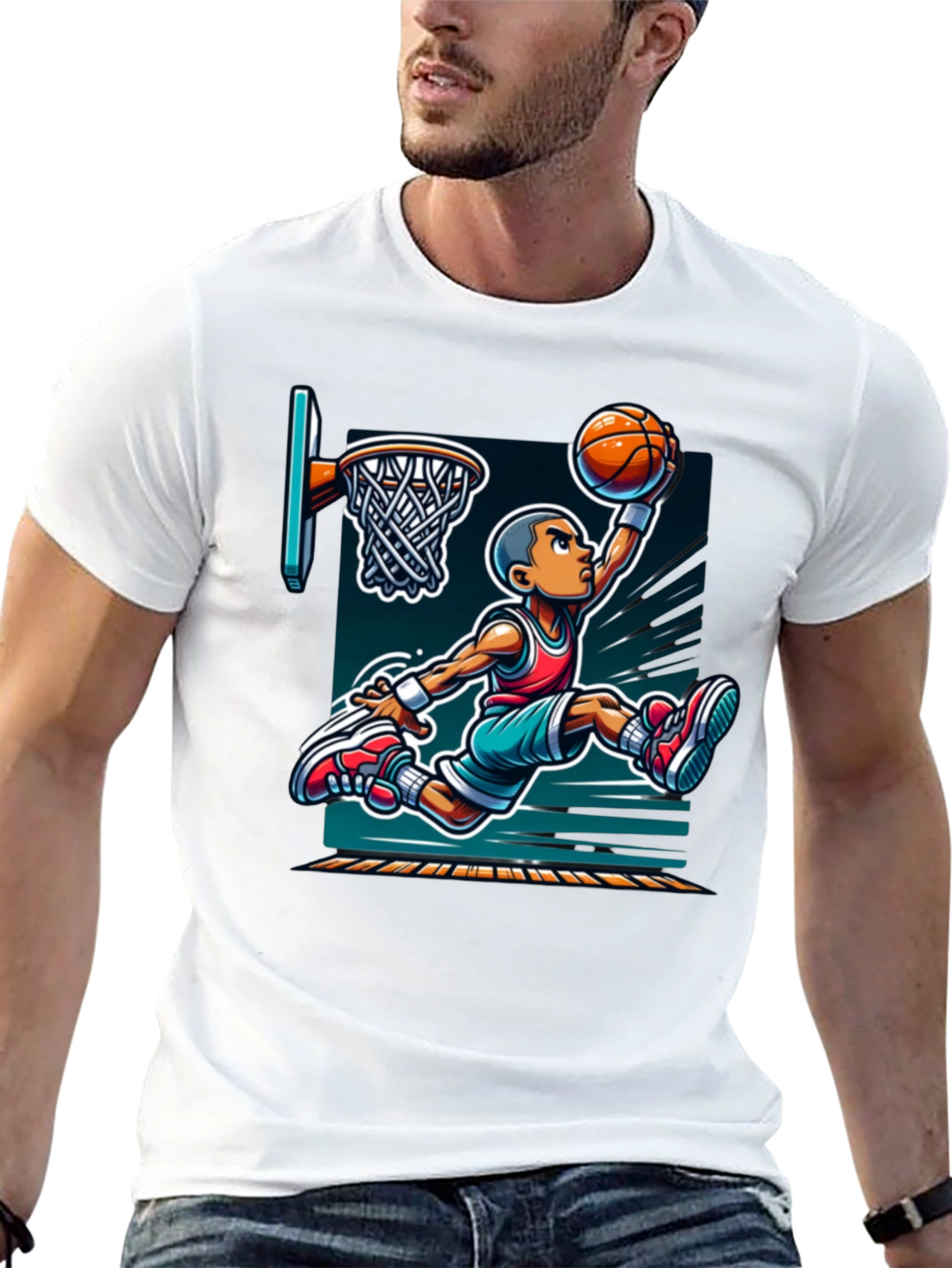 Cartoon Basketball Graphic Tee