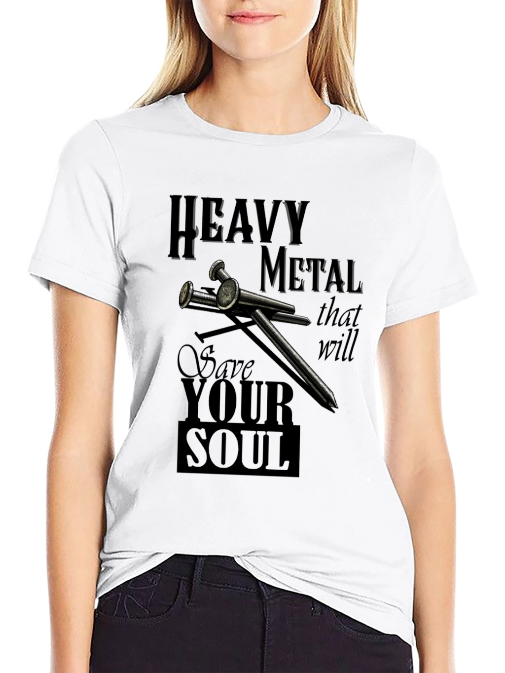 Heavy Metal Save Your Soul Black Graphic T-Shirt
