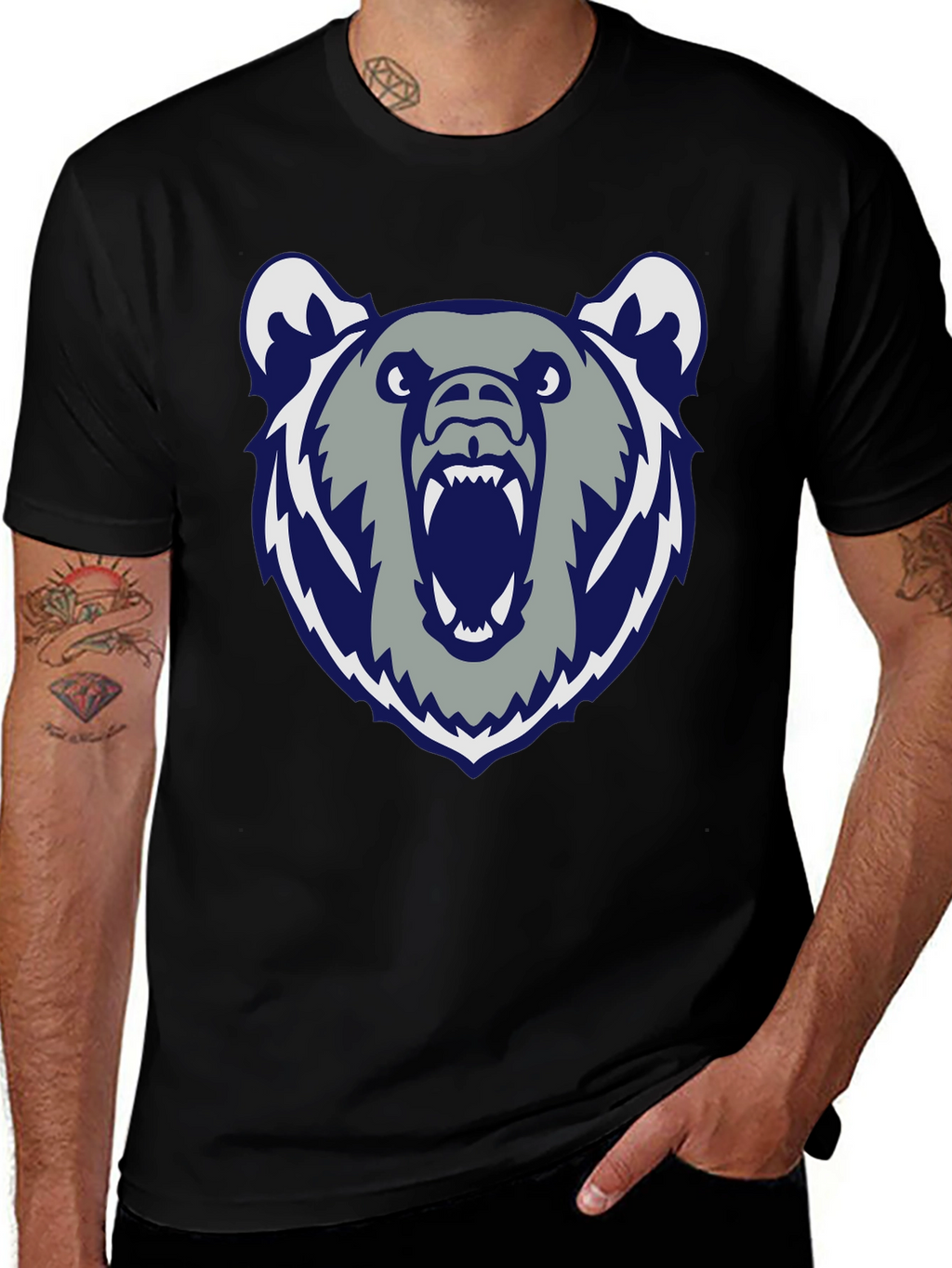 Mens Black Bear Graphic Tee