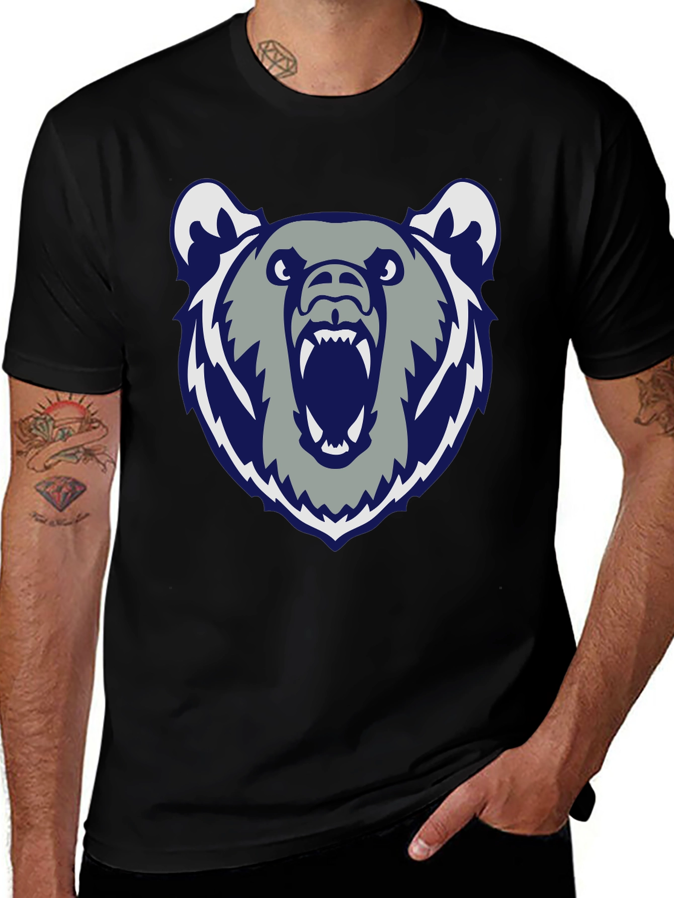 Mens Black Bear Graphic Tee