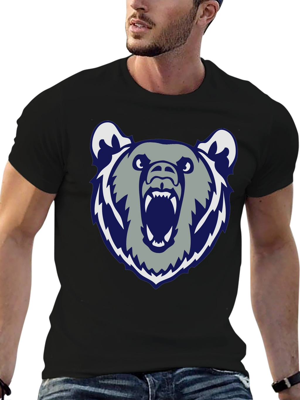 Mens Black Bear Graphic Tee