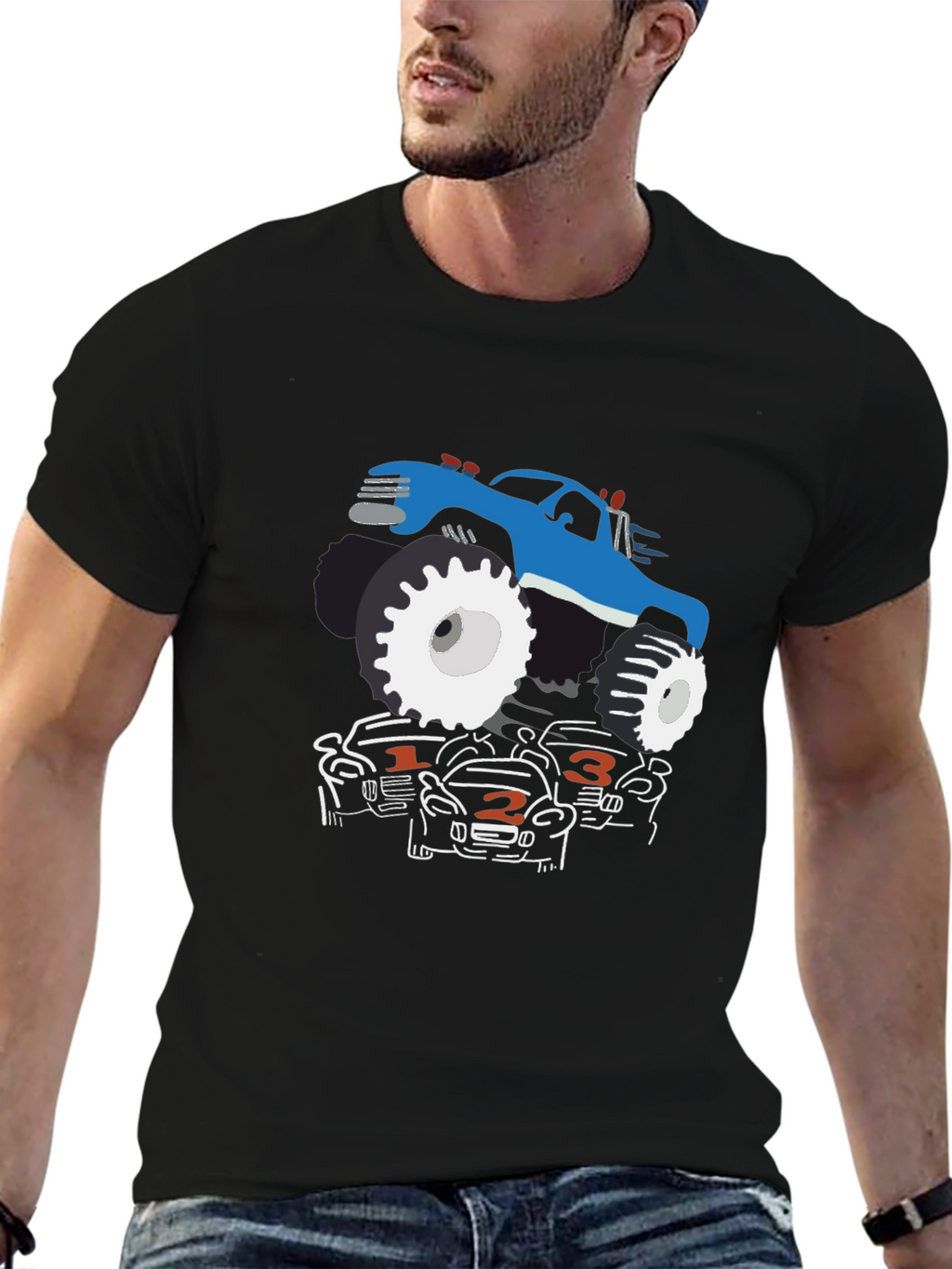 Monster Truck Graphic Tee - Black Cotton Blend
