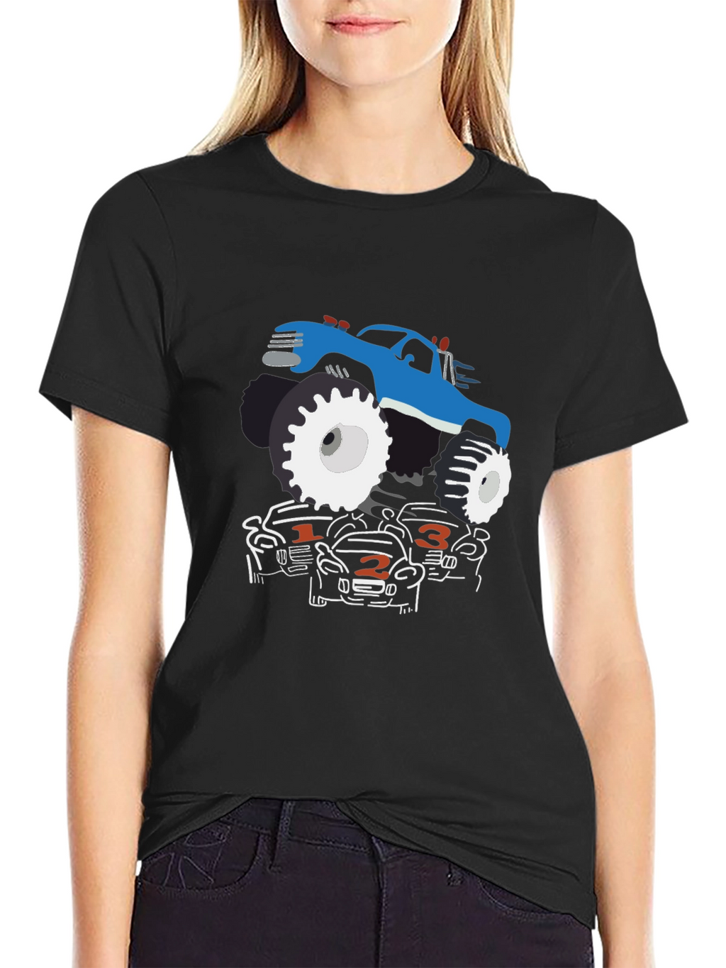 Monster Truck Graphic Tee - Black Cotton Blend