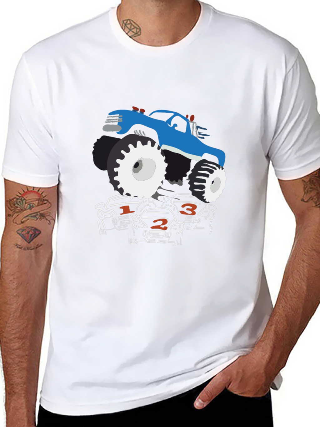Monster Truck Graphic Tee - Black Cotton Blend