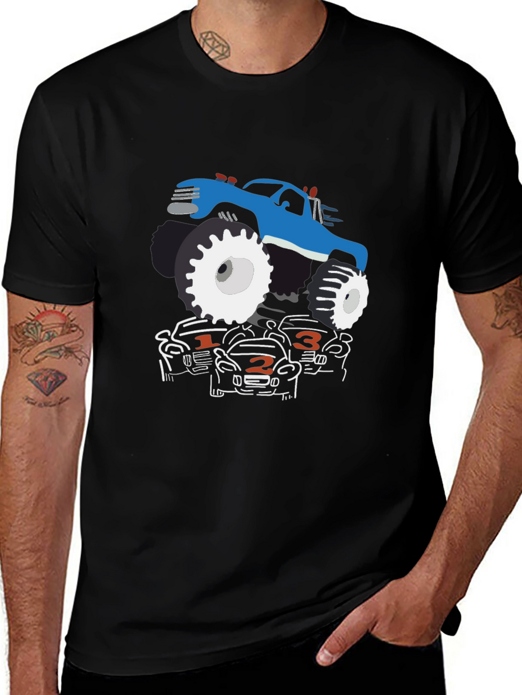 Monster Truck Graphic Tee - Black Cotton Blend