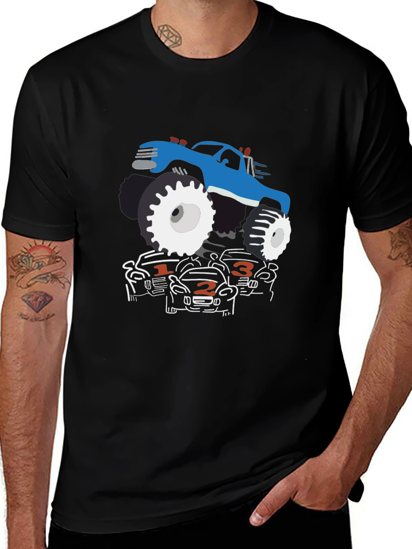 Monster Truck Graphic Tee - Black Cotton Blend