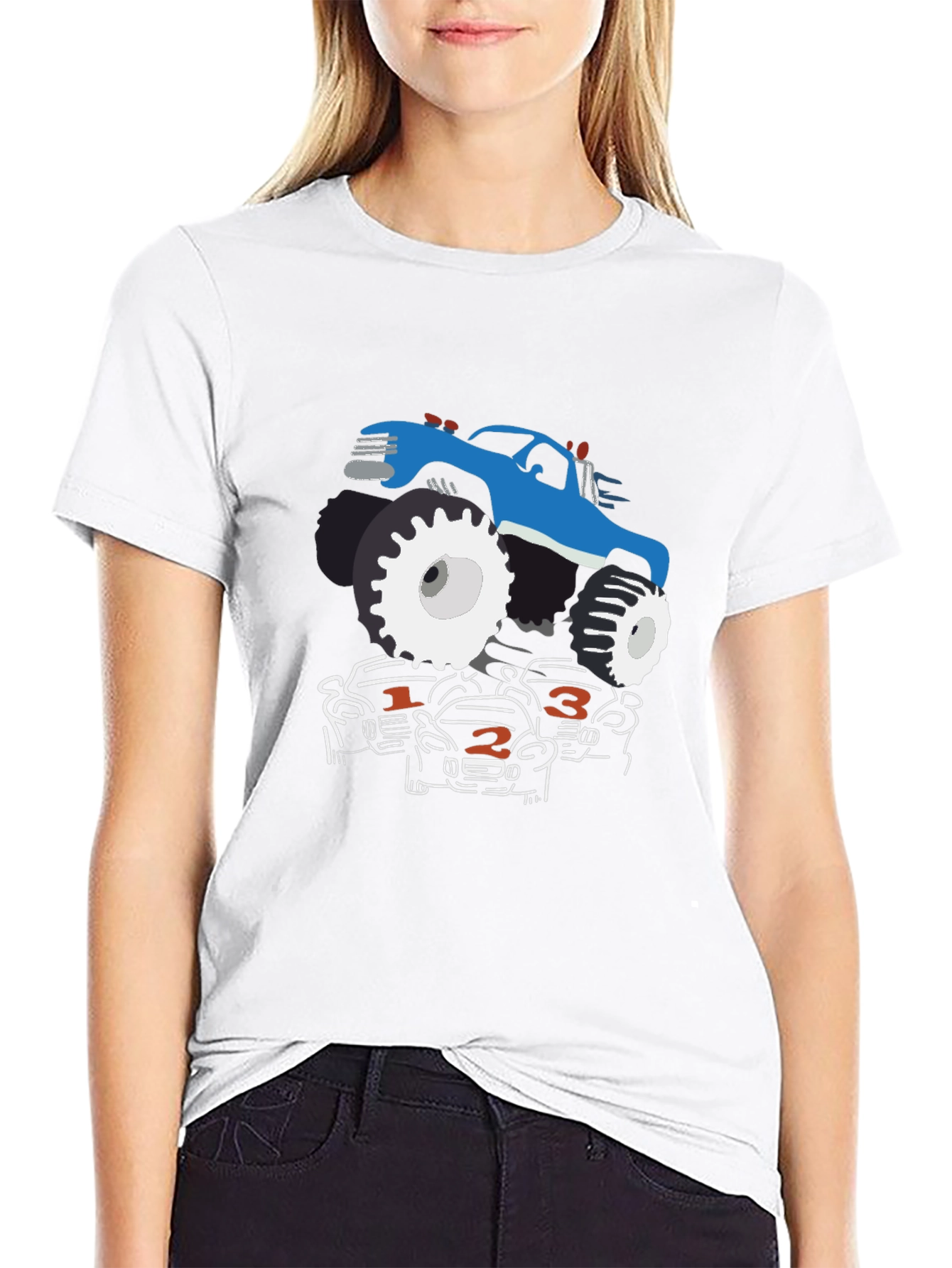 Monster Truck Graphic Tee - Black Cotton Blend